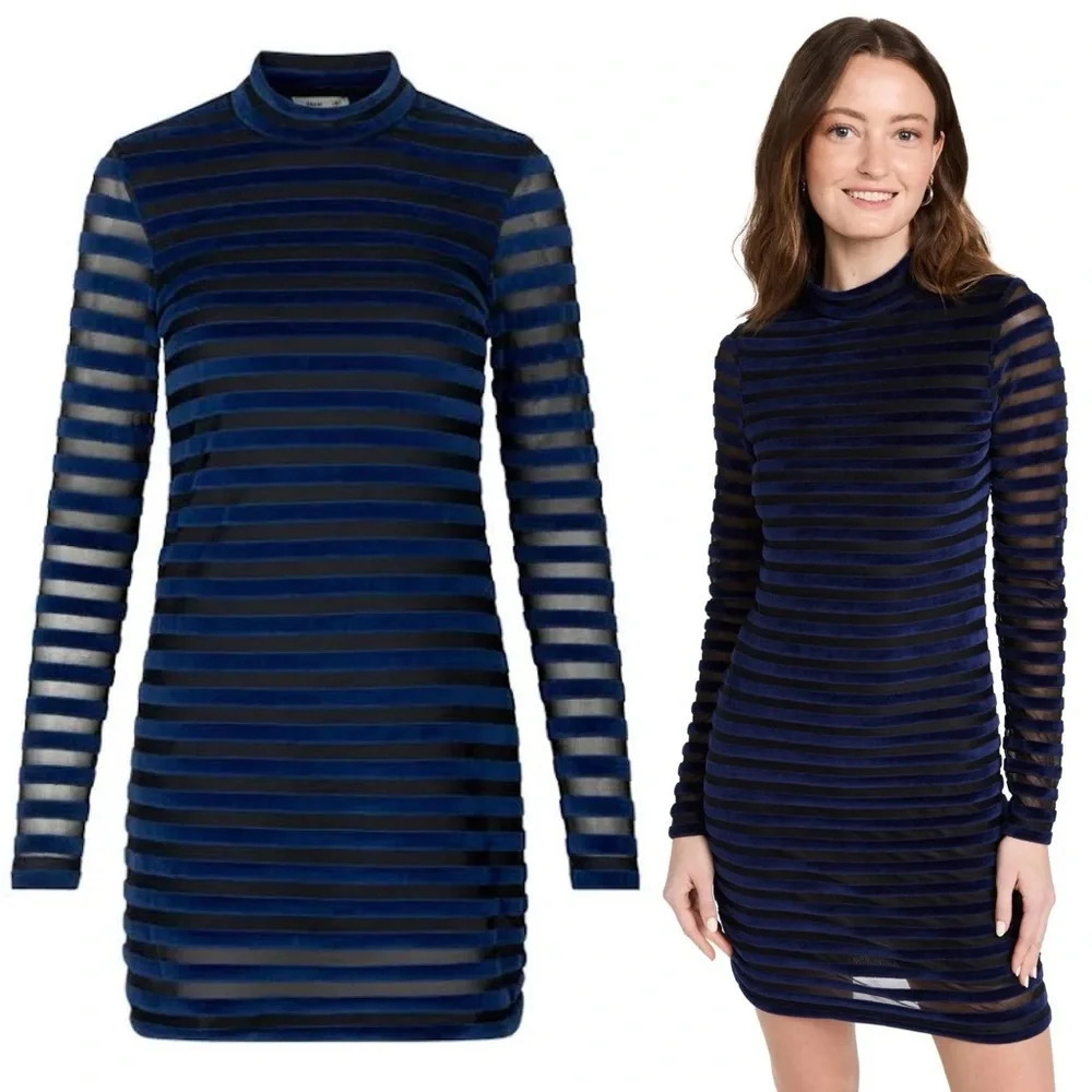 BAUM UND PFERDGARTEN Jeraldine velvet sheer stripe Dress small